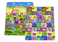 Дитячий двосторонній килимок ПазлиН180/ДинозавриН46/ 150x180x1 см 